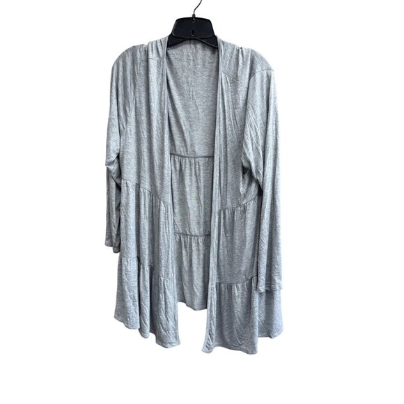 Womens Plus Size 1X Gray Tiered Open Cardigan Sweater - Picture 5 of 8